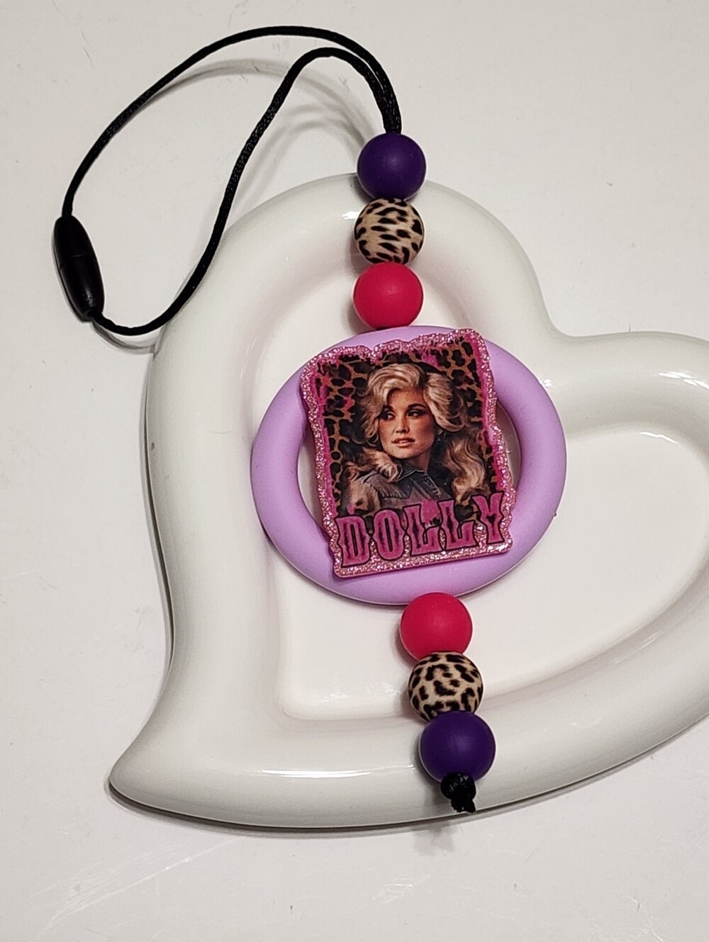 Doll Rearview Mirror Accessory Car Charm Beaded Animal Print Gift‎